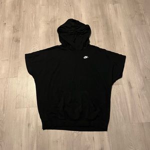 Nike Black Pullover Fleece Funnel Short Sleeve Hoodie 803985-010 Women's Size XL